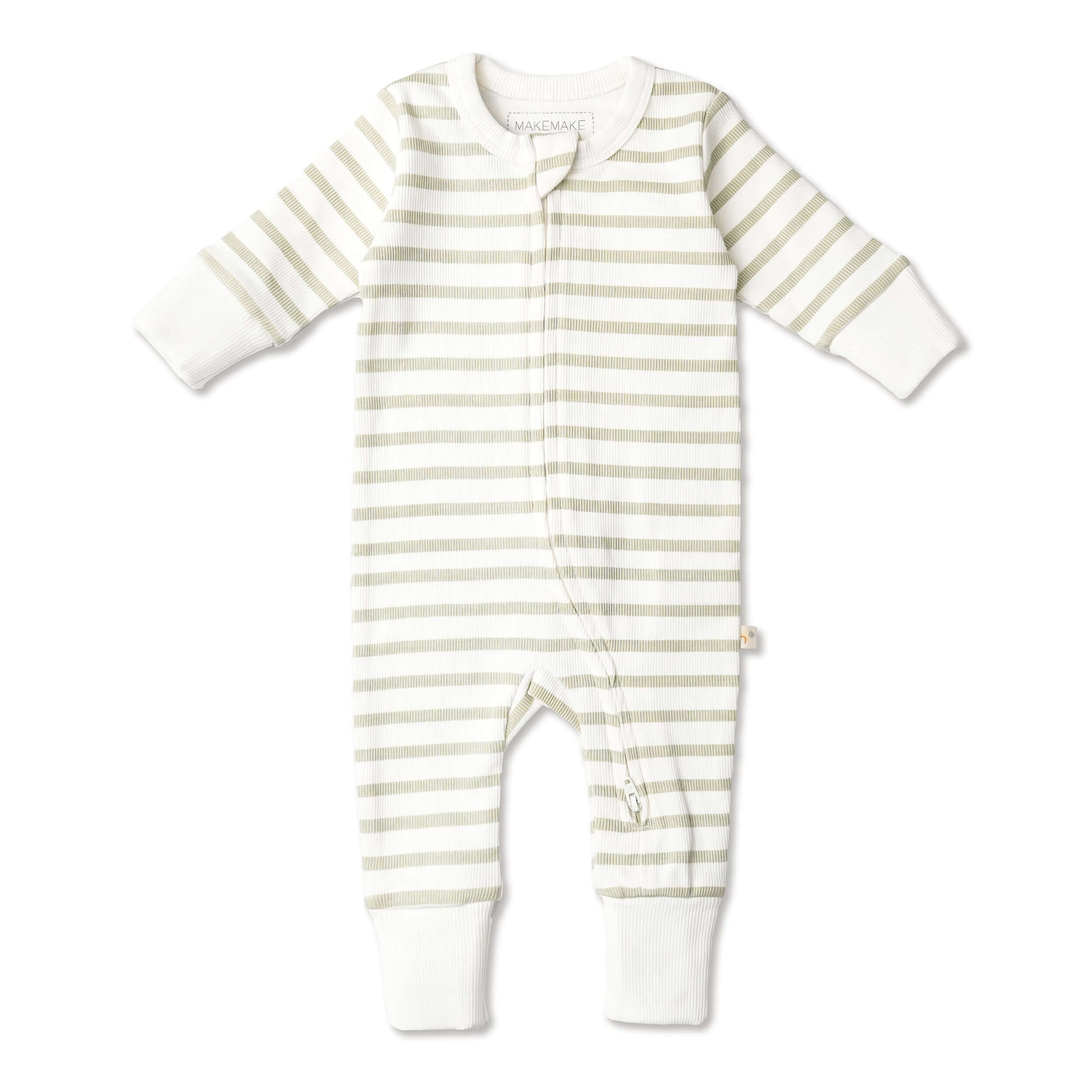 Sage Stripes | Organic Convertible Zip Romper | Milk & Baby