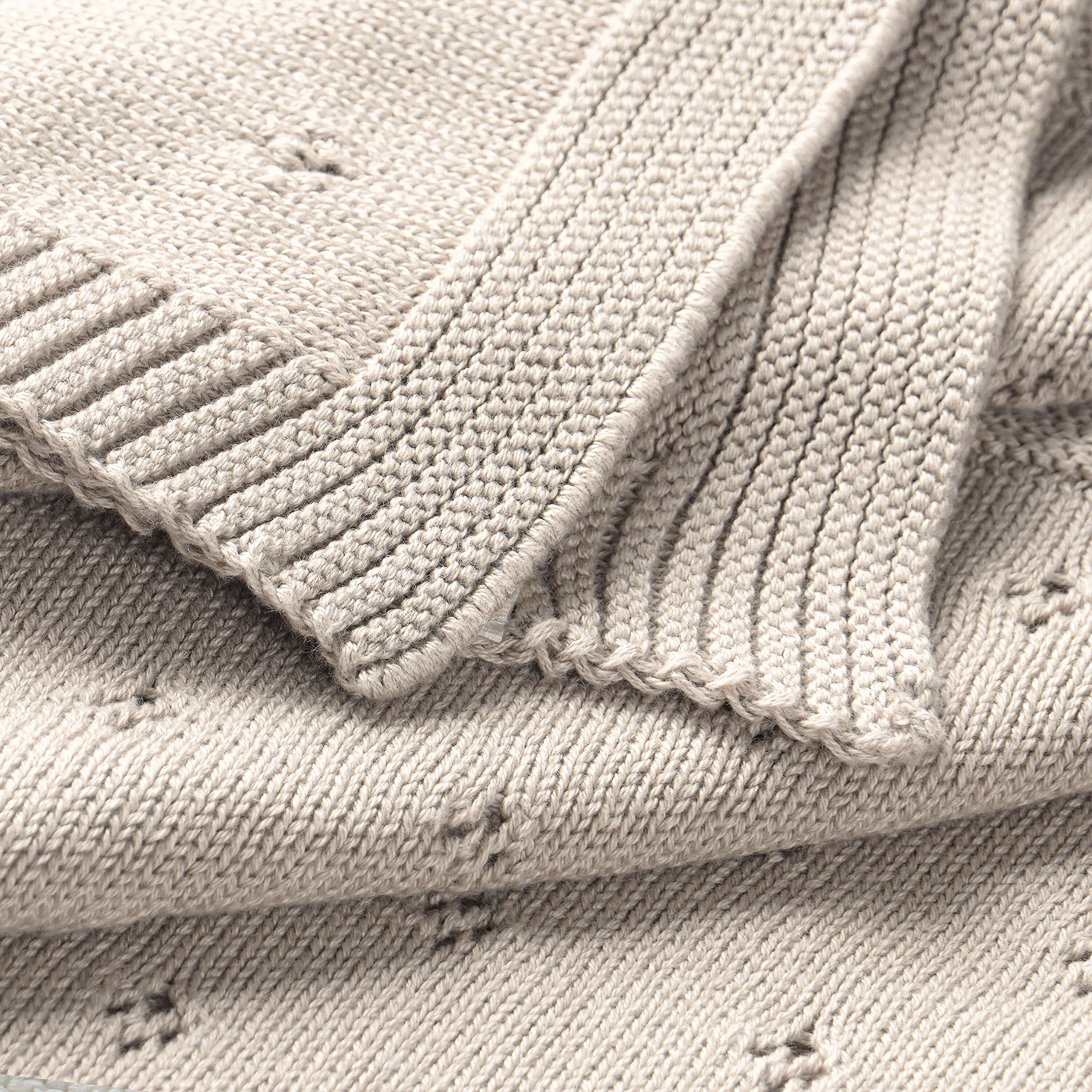 Beige | Organic Cotton Pointelle Baby Blanket | Milk & Baby