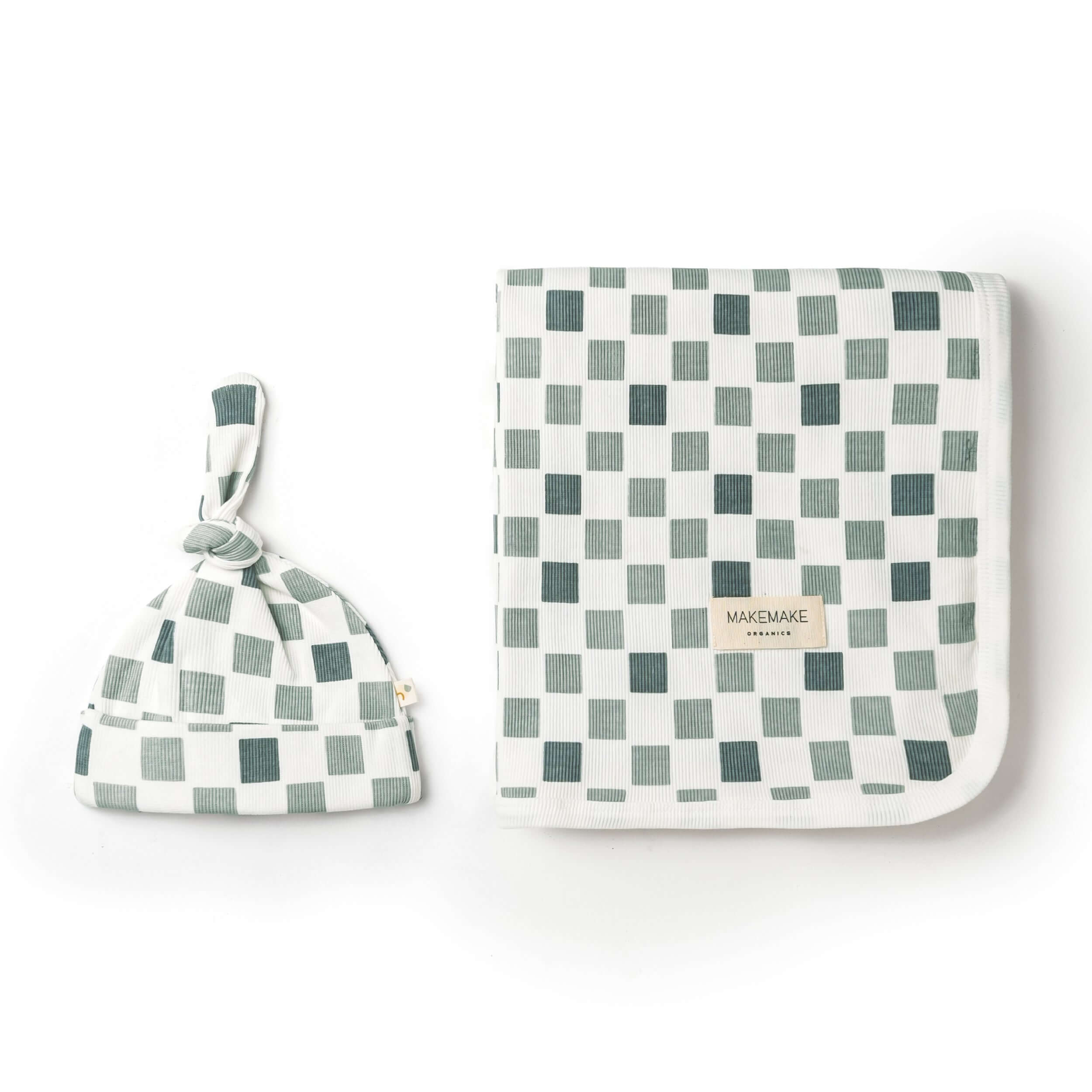Chequered | Organic Swaddle Blanket & Hat Set | Milk & Baby