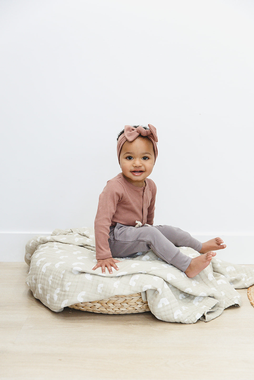 Dusty Rose Organic Snap Long Sleeve Ribbed Bodysuit | Milk & Baby