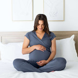 Davy Maternity & Nursing Pajama Set | Slate Blue Milk & Baby