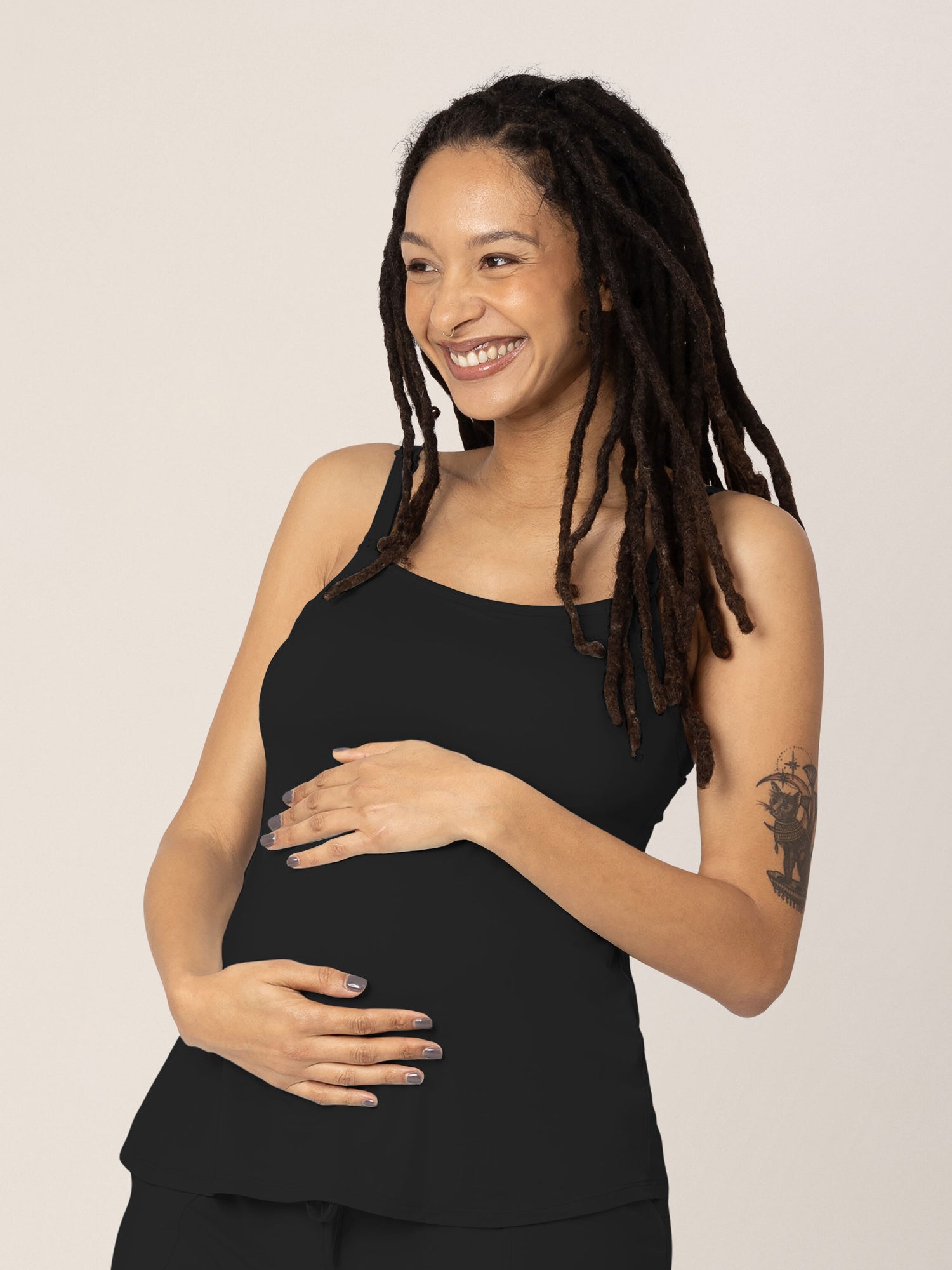 Bamboo Lounge Around Nursing Tank | Black | Milk & Baby