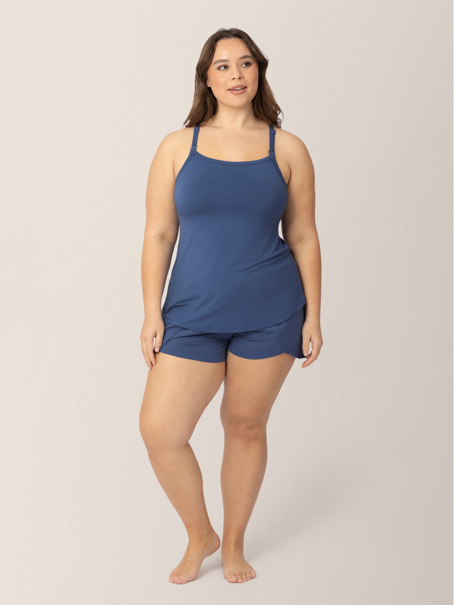 Bamboo Lounge Around Nursing Tank | Slate Blue | Milk & Baby