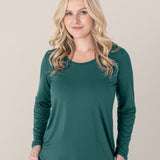 Bamboo Maternity & Nursing Long Sleeve T-shirt | Evergreen | Milk & Baby