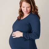 Bamboo Maternity & Nursing Long Sleeve T-shirt | Navy | Milk & Baby