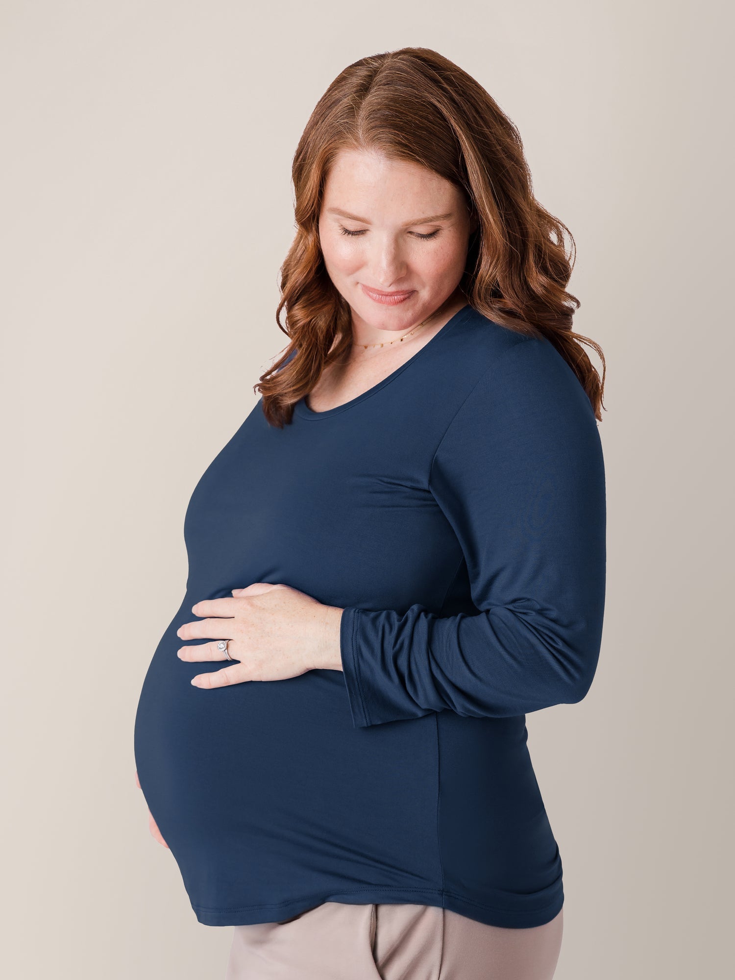Bamboo Maternity & Nursing Long Sleeve T-shirt | Navy | Milk & Baby