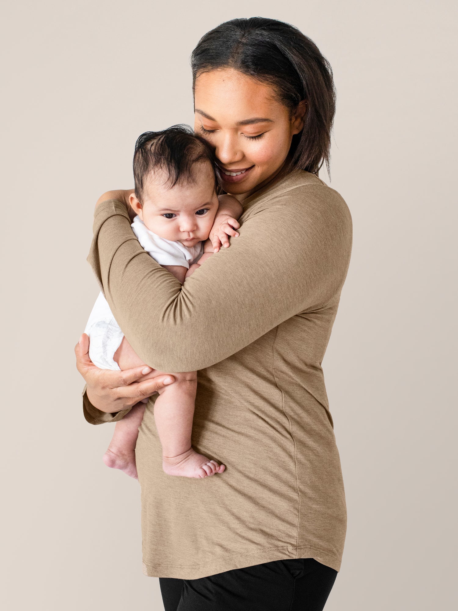 Bamboo Maternity & Nursing Long Sleeve T-shirt | Wheat | Milk & Baby
