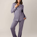 Clea Bamboo Long Sleeve Pajama Set | Granite | Milk & Baby