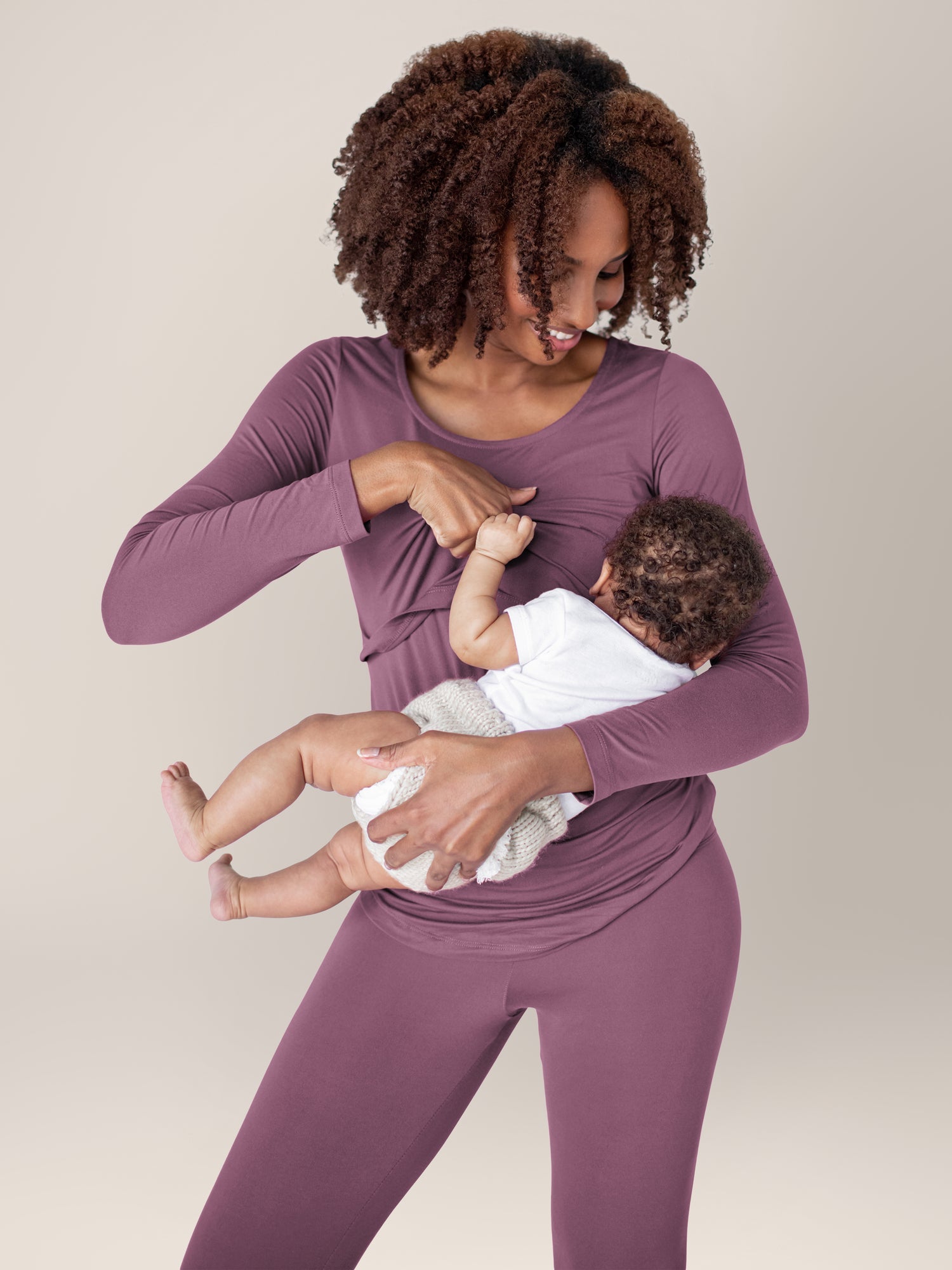 Jane Nursing Pajama Set | Burgundy Plum | Milk & Baby