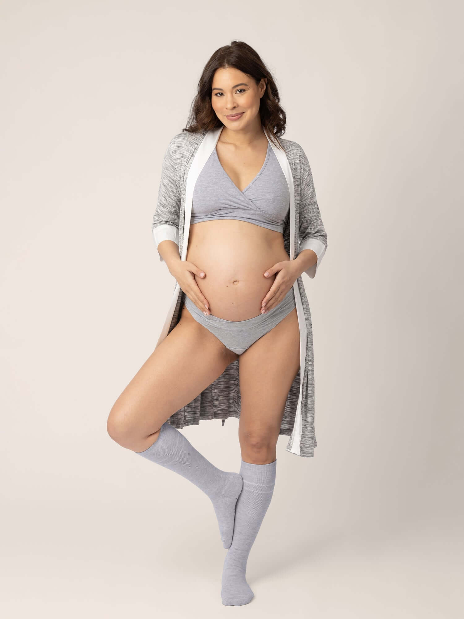 Premium Maternity Compression Socks (2-Pack) | Soft Pink & Grey Heather | Milk & Baby