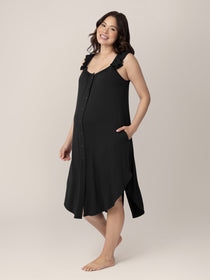 Ruffle Strap Labor & Delivery Gown | Black | Milk & Baby