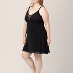 Aurora Mesh Nursing Nightgown | Black | Milk & Baby