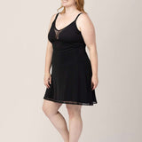 Aurora Mesh Nursing Nightgown | Black | Milk & Baby