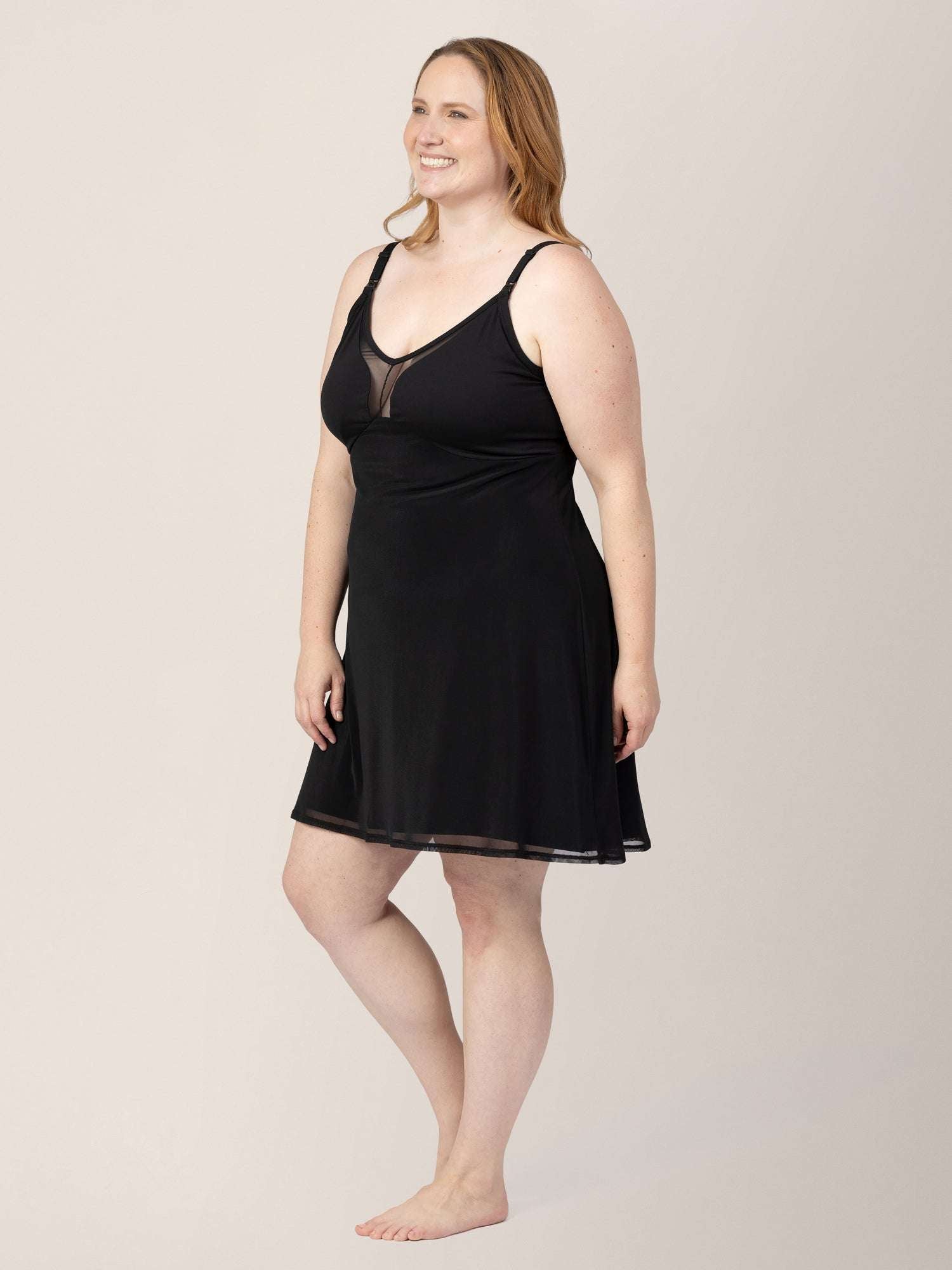 Aurora Mesh Nursing Nightgown | Black | Milk & Baby