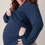Bamboo Maternity & Nursing Long Sleeve T-shirt | Navy Milk & Baby