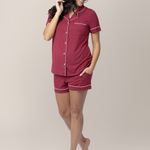 Clea Bamboo Short Sleeve Pajama Set | Deep Berry | Milk & Baby