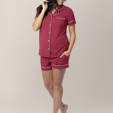 Clea Bamboo Short Sleeve Pajama Set | Deep Berry | Milk & Baby