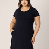 Eleanora Bamboo Maternity & Nursing Dress | Black | Milk & Baby