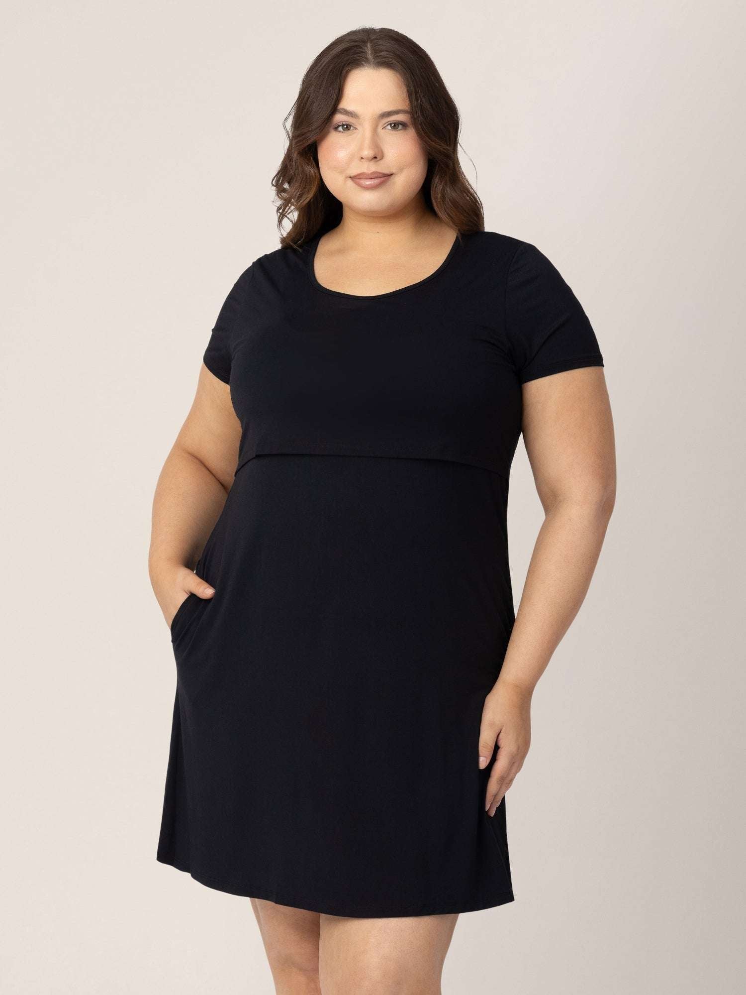 Eleanora Bamboo Maternity & Nursing Dress | Black | Milk & Baby