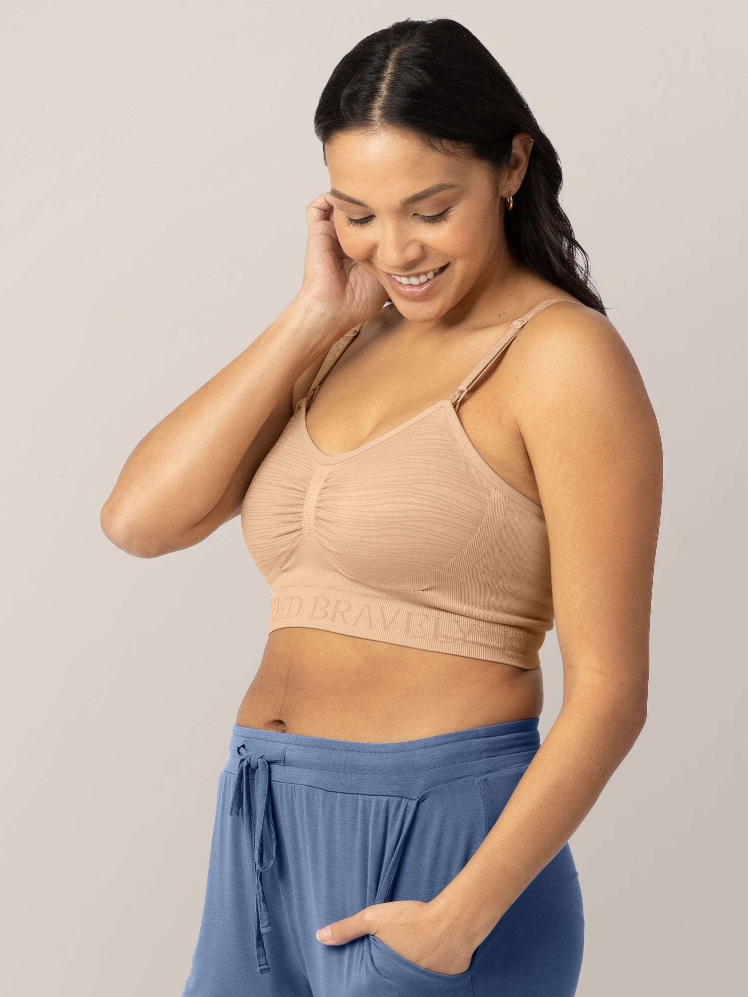 Sublime® Hands-Free Pumping & Nursing Bra | Beige | Milk & Baby