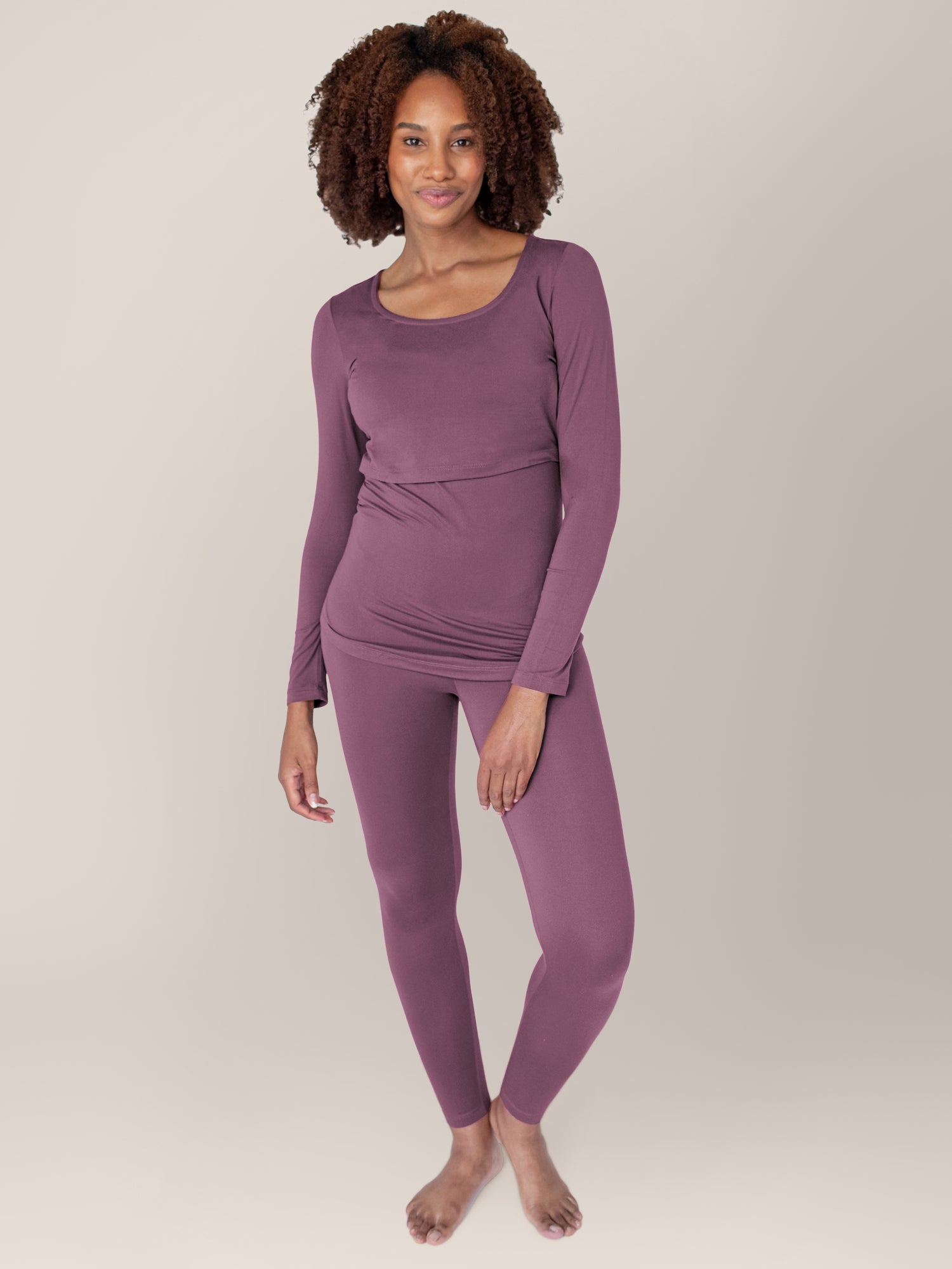 Jane Nursing Pajama Set | Burgundy Plum | Milk & Baby