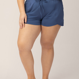 Bamboo Maternity & Postpartum Lounge Short | Slate Blue | Milk & Baby