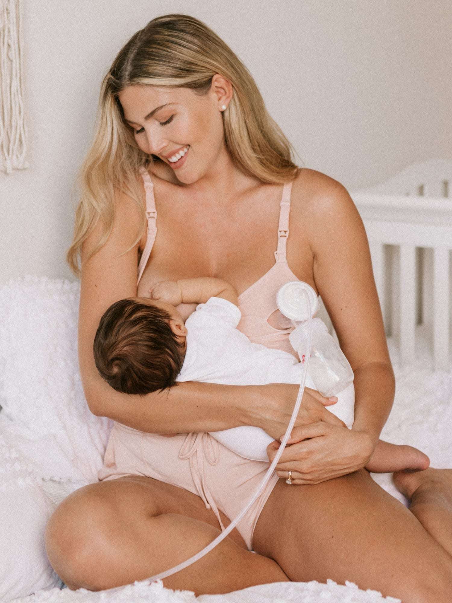 Sublime® Hands-Free Pumping & Nursing Bra | Pink Heather | Milk & Baby