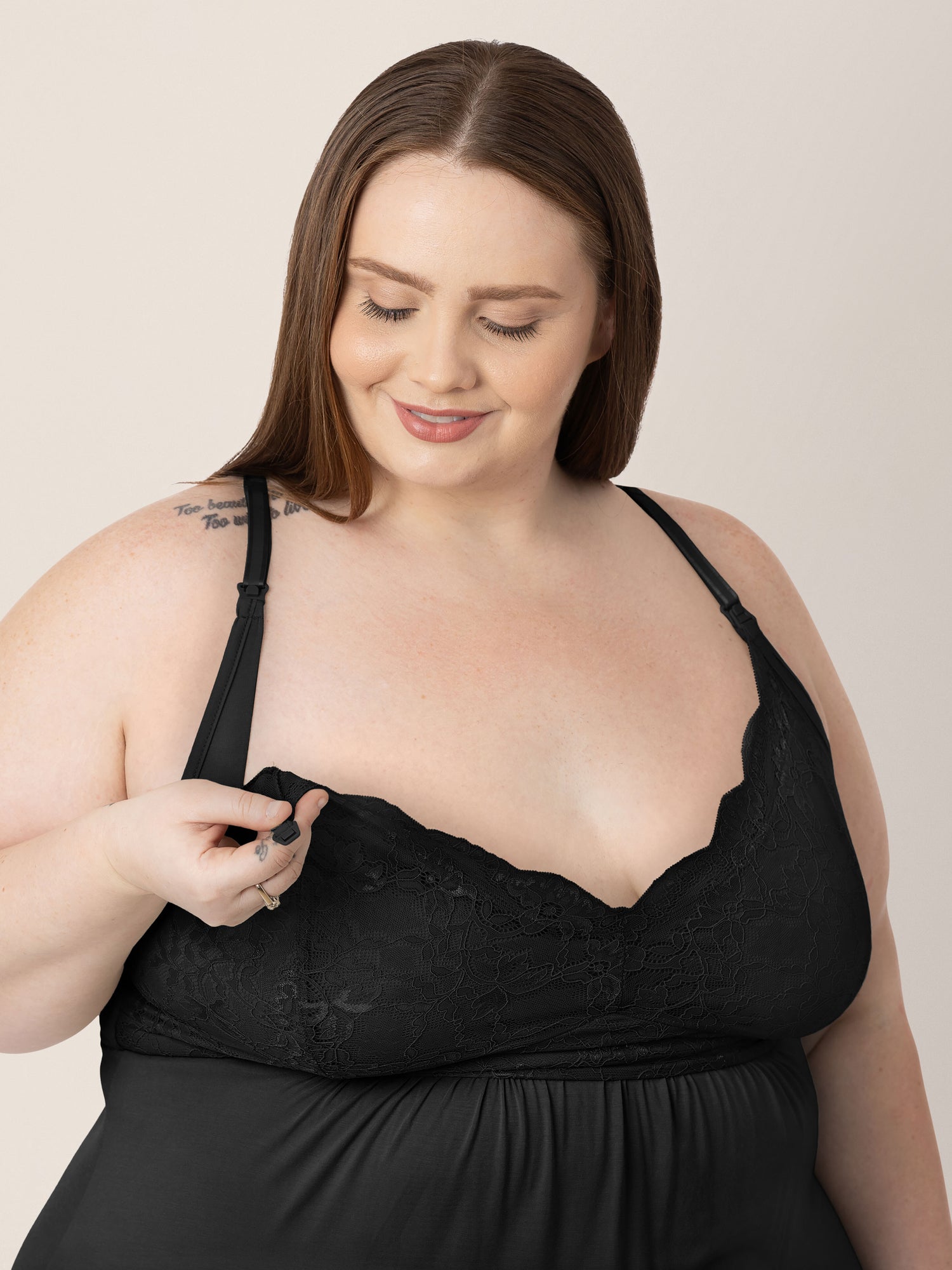 Lucille Maternity & Nursing Nightgown | Black | Milk & Baby