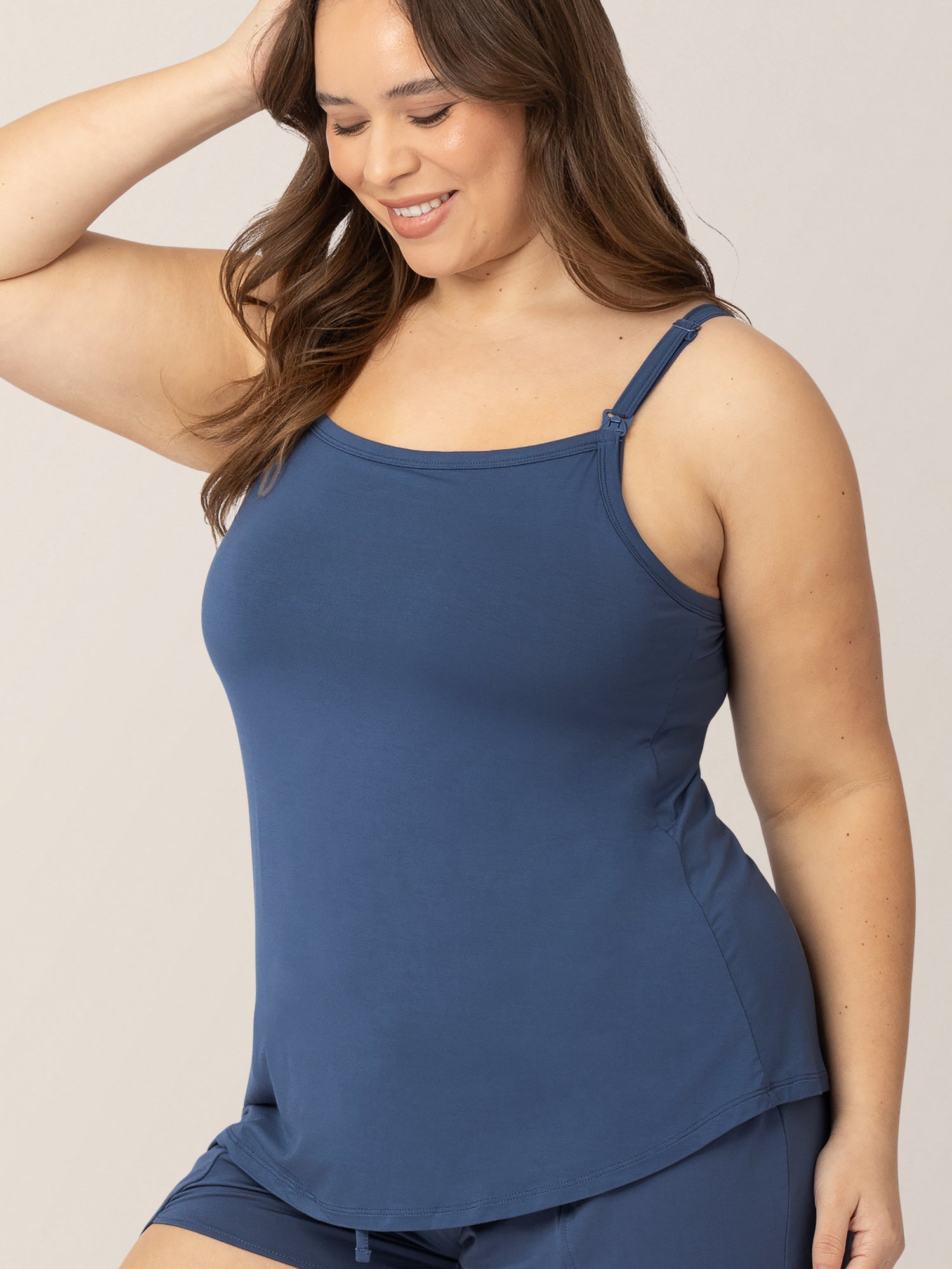 Bamboo Lounge Around Nursing Tank | Slate Blue | Milk & Baby
