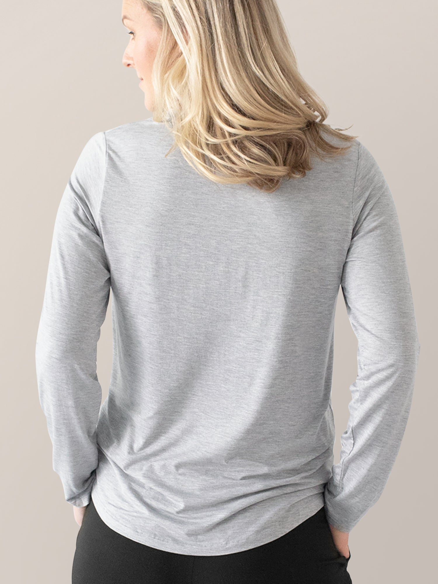 Bamboo Maternity & Nursing Long Sleeve T-shirt | Grey Heather | Milk & Baby