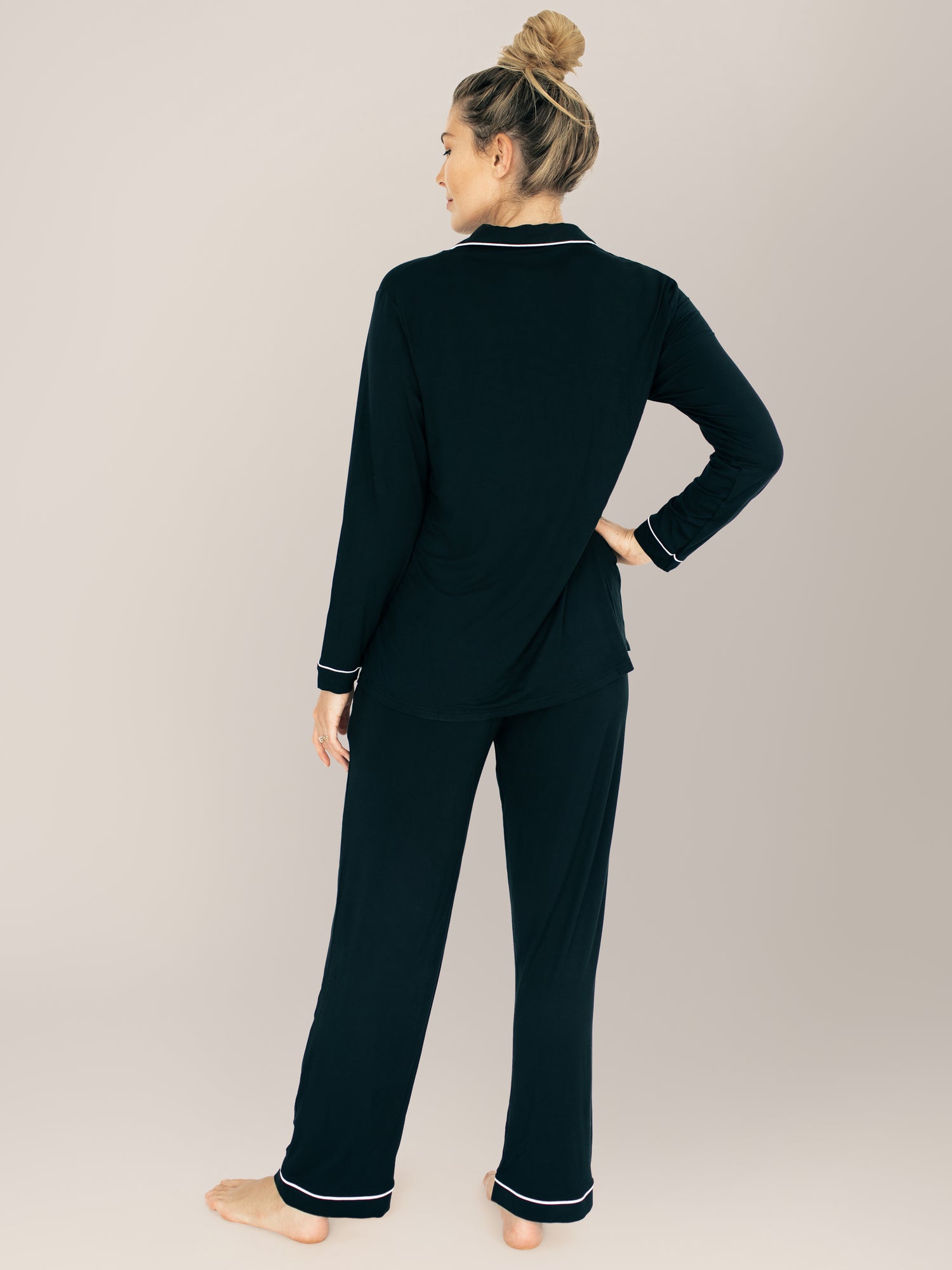 Clea Bamboo Long Sleeve Pajama Set | Black | Milk & Baby