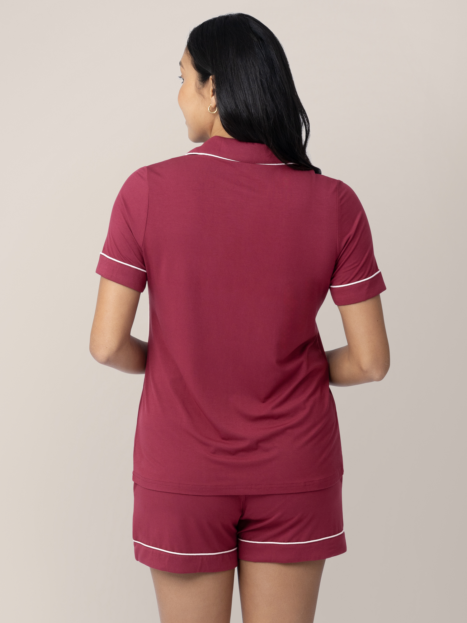 Clea Bamboo Short Sleeve Pajama Set | Deep Berry | Milk & Baby