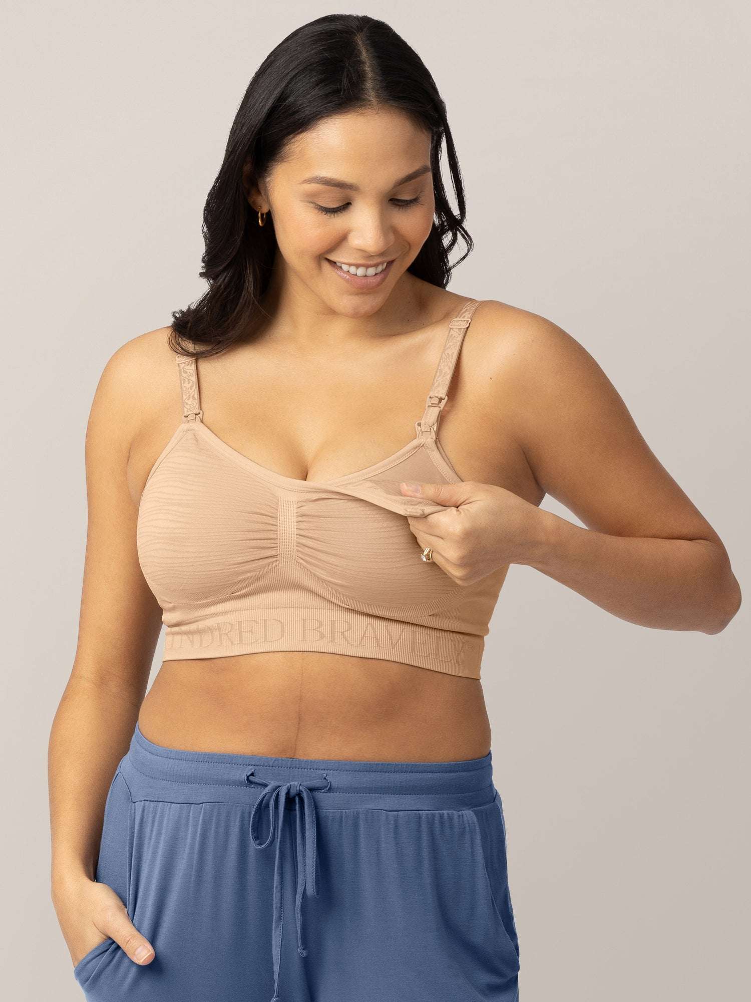 Sublime® Hands-Free Pumping & Nursing Bra | Beige | Milk & Baby