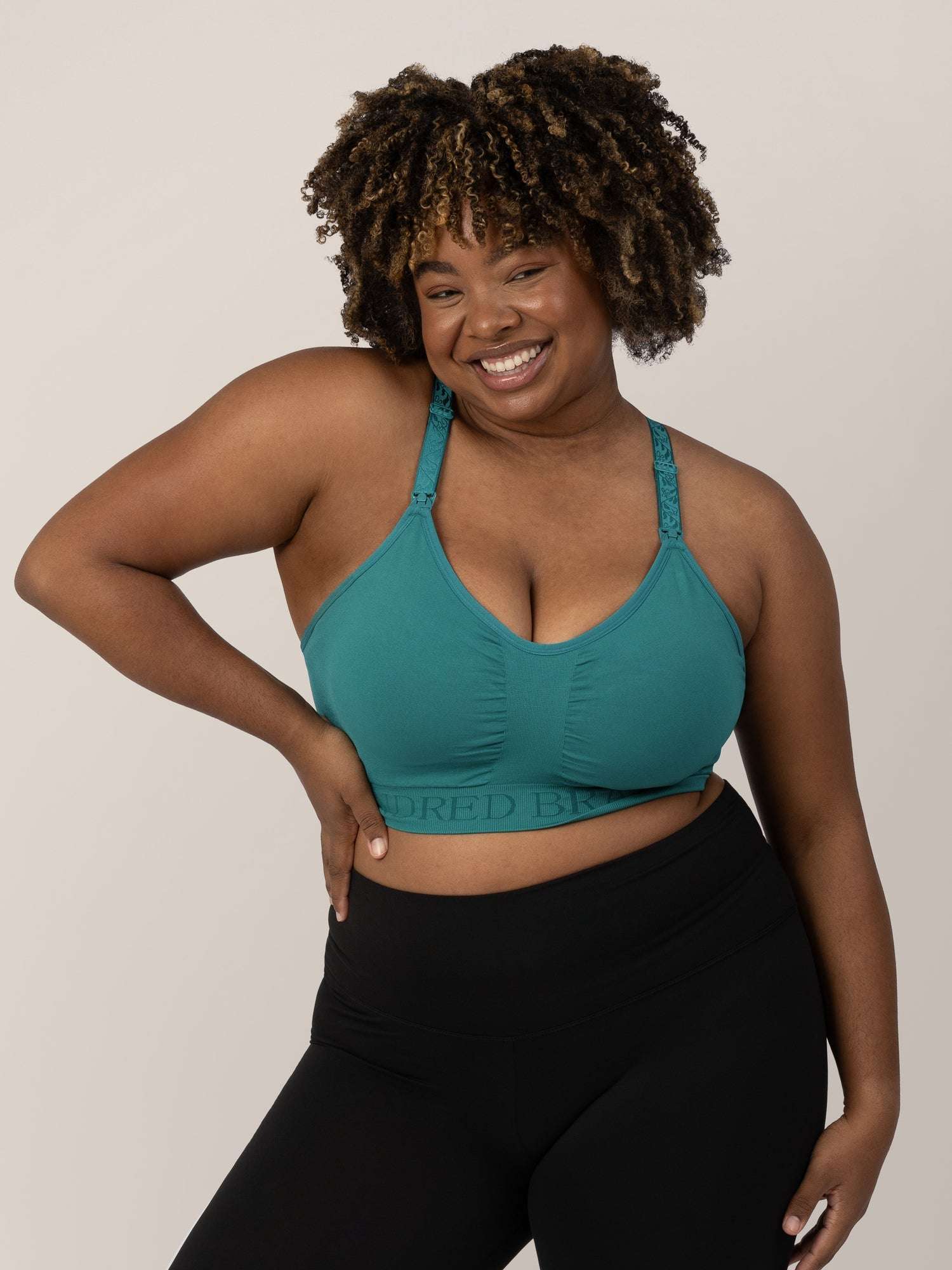 Sublime® Hands-Free Pumping & Nursing Sports Bra | Teal | Milk & Baby