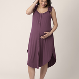 Ruffle Strap Labor & Delivery Gown | Burgundy Plum | Milk & Baby