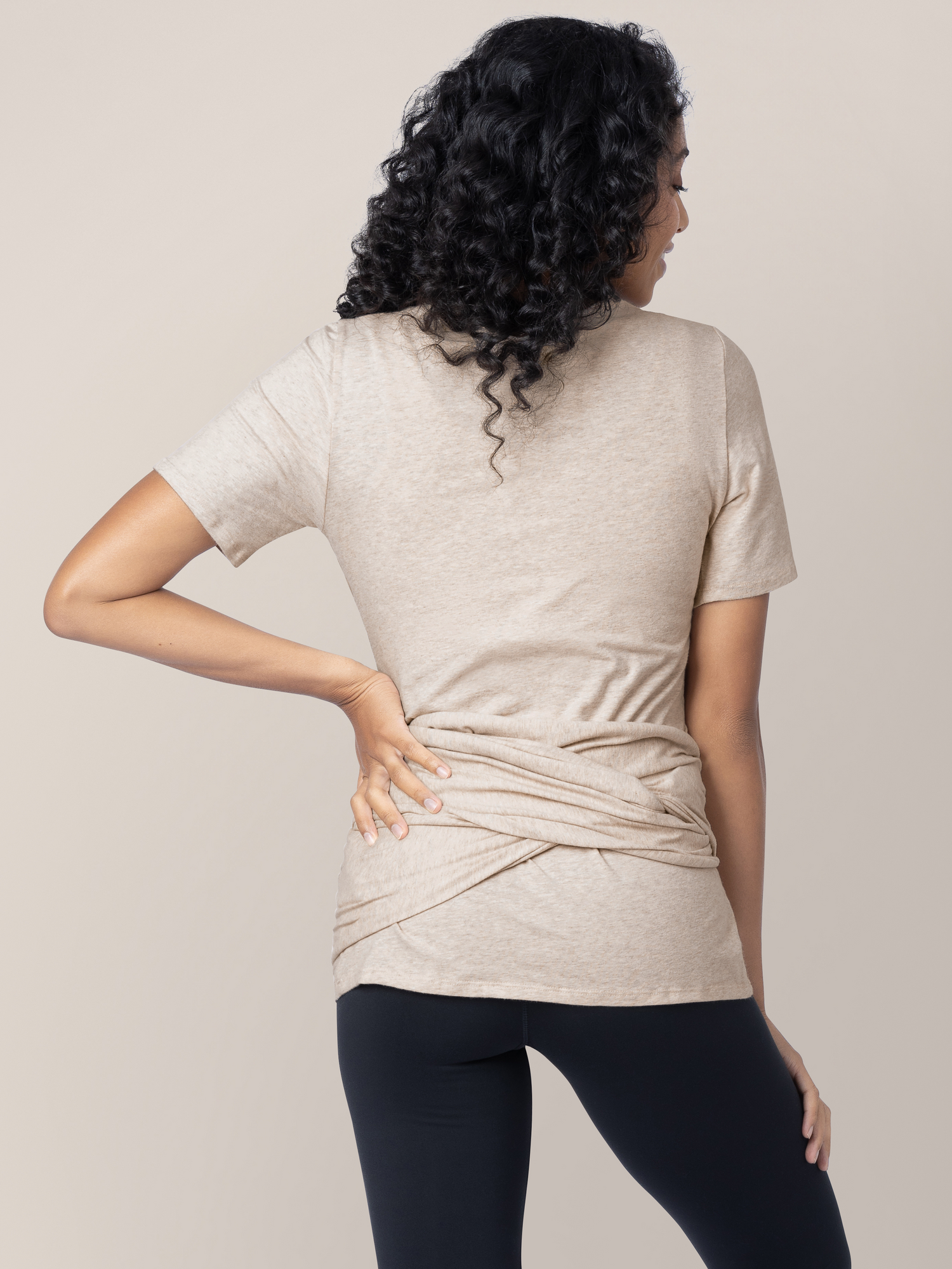 Organic Cotton Skin to Skin Short Sleeve Wrap Top | Oatmeal Heather | Milk & Baby