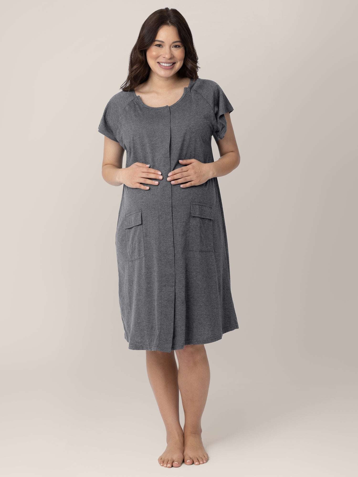 Universal Labor & Delivery Gown | Grey Heather | Milk & Baby