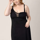 Aurora Mesh Nursing Nightgown | Black | Milk & Baby
