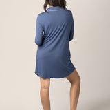 Clea Bamboo Long Sleeve Sleep Shirt | Slate Blue | Milk & Baby