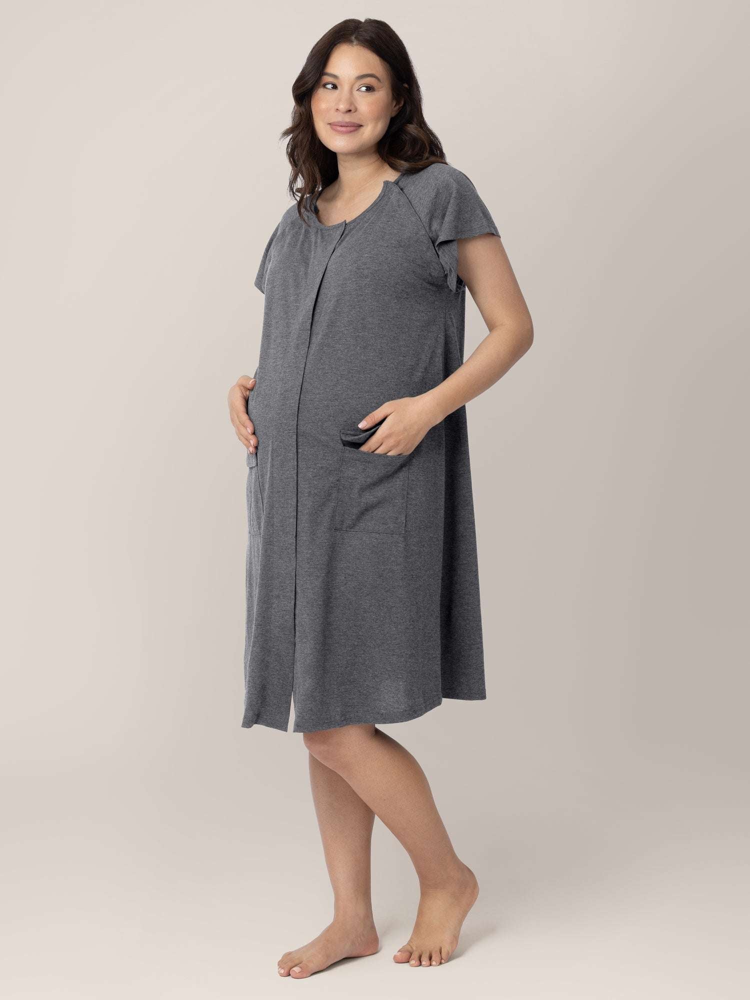 Universal Labor & Delivery Gown | Grey Heather | Milk & Baby