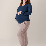 Bamboo Maternity & Nursing Long Sleeve T-shirt | Navy | Milk & Baby