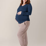 Bamboo Maternity & Nursing Long Sleeve T-shirt | Navy | Milk & Baby