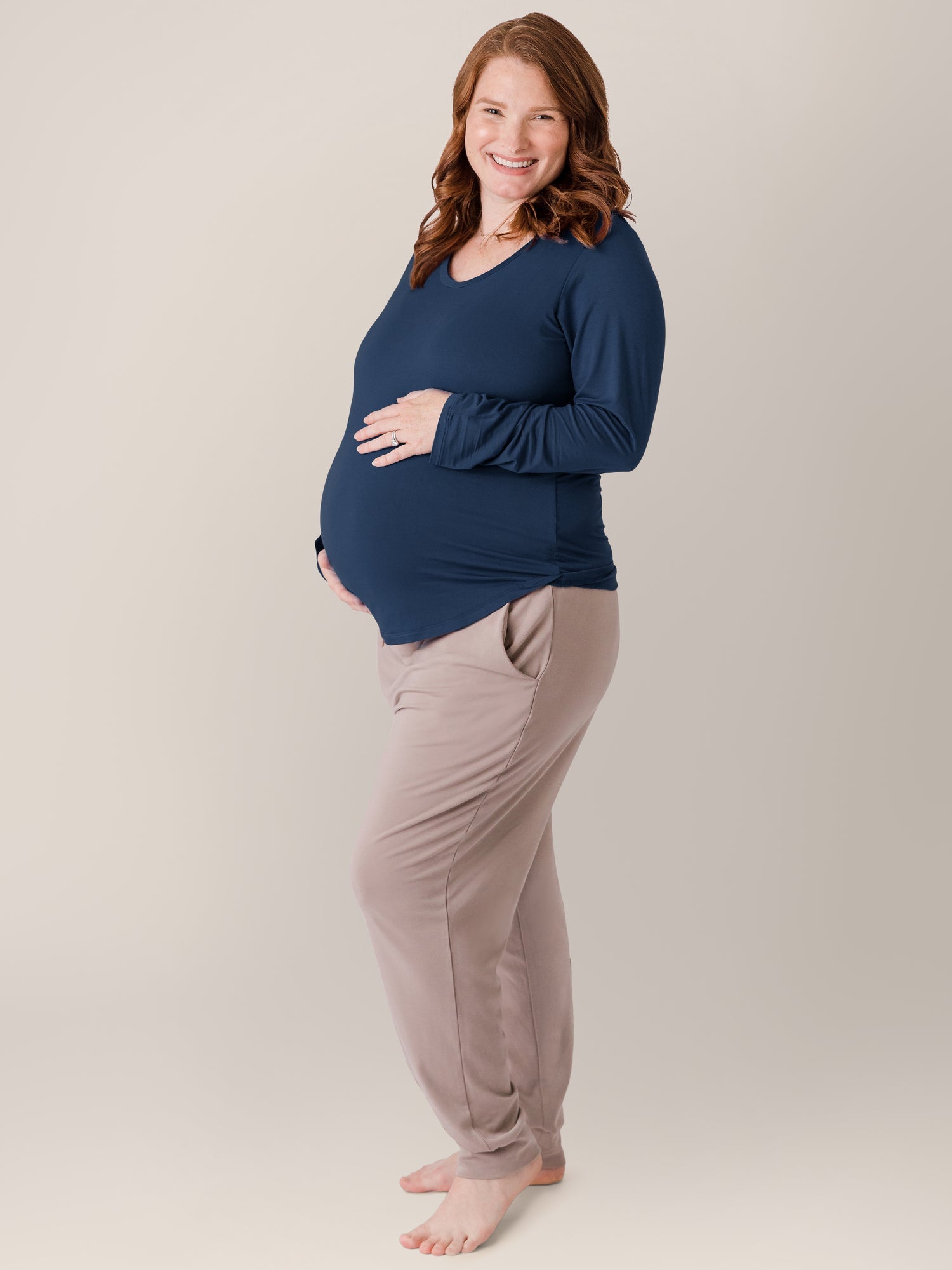 Bamboo Maternity & Nursing Long Sleeve T-shirt | Navy | Milk & Baby
