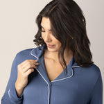 Clea Bamboo Long Sleeve Sleep Shirt | Slate Blue | Milk & Baby