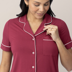 Clea Bamboo Short Sleeve Pajama Set | Deep Berry | Milk & Baby