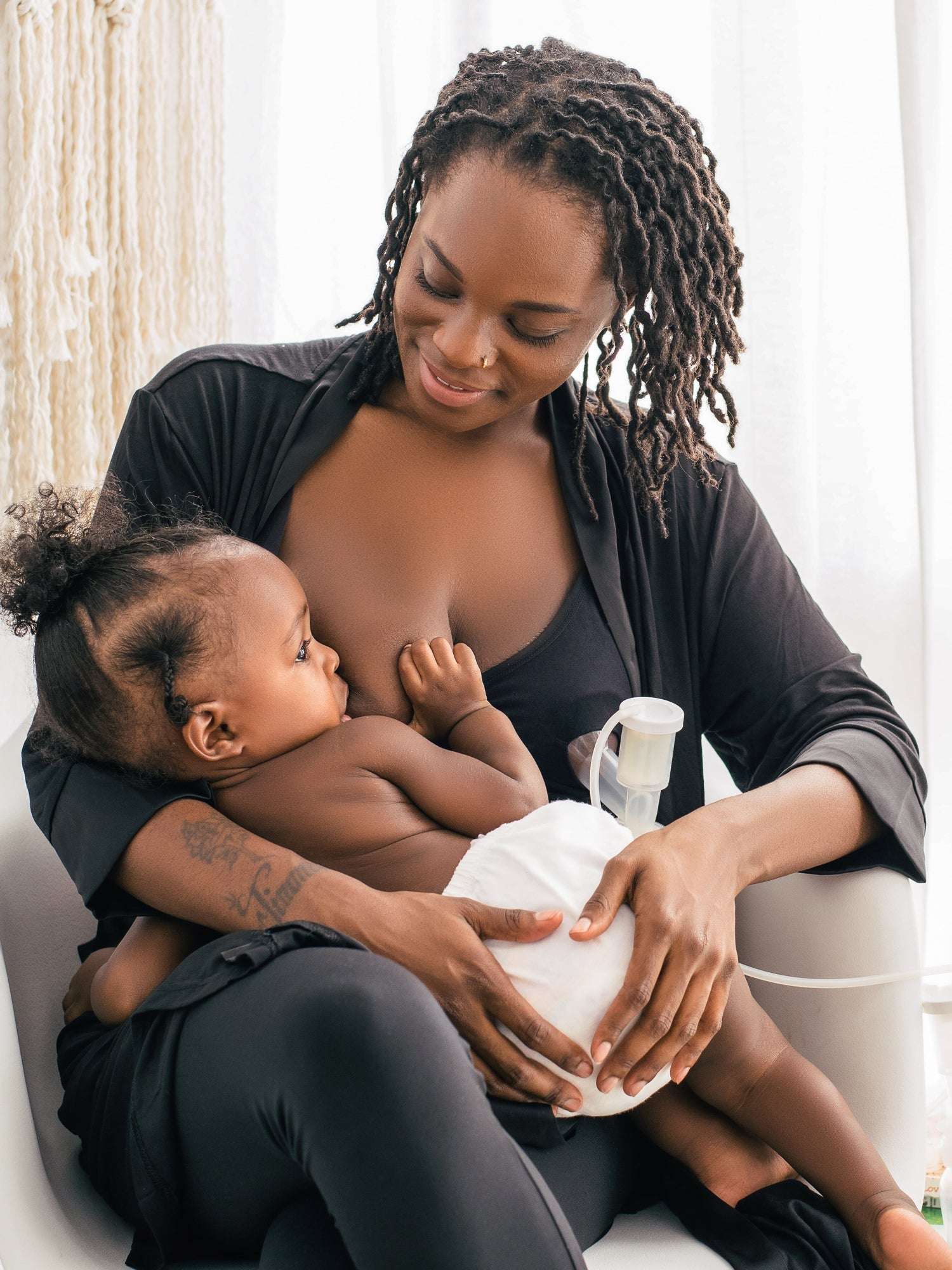 Sublime® Hands-Free Pumping & Nursing Bra | Black | Milk & Baby