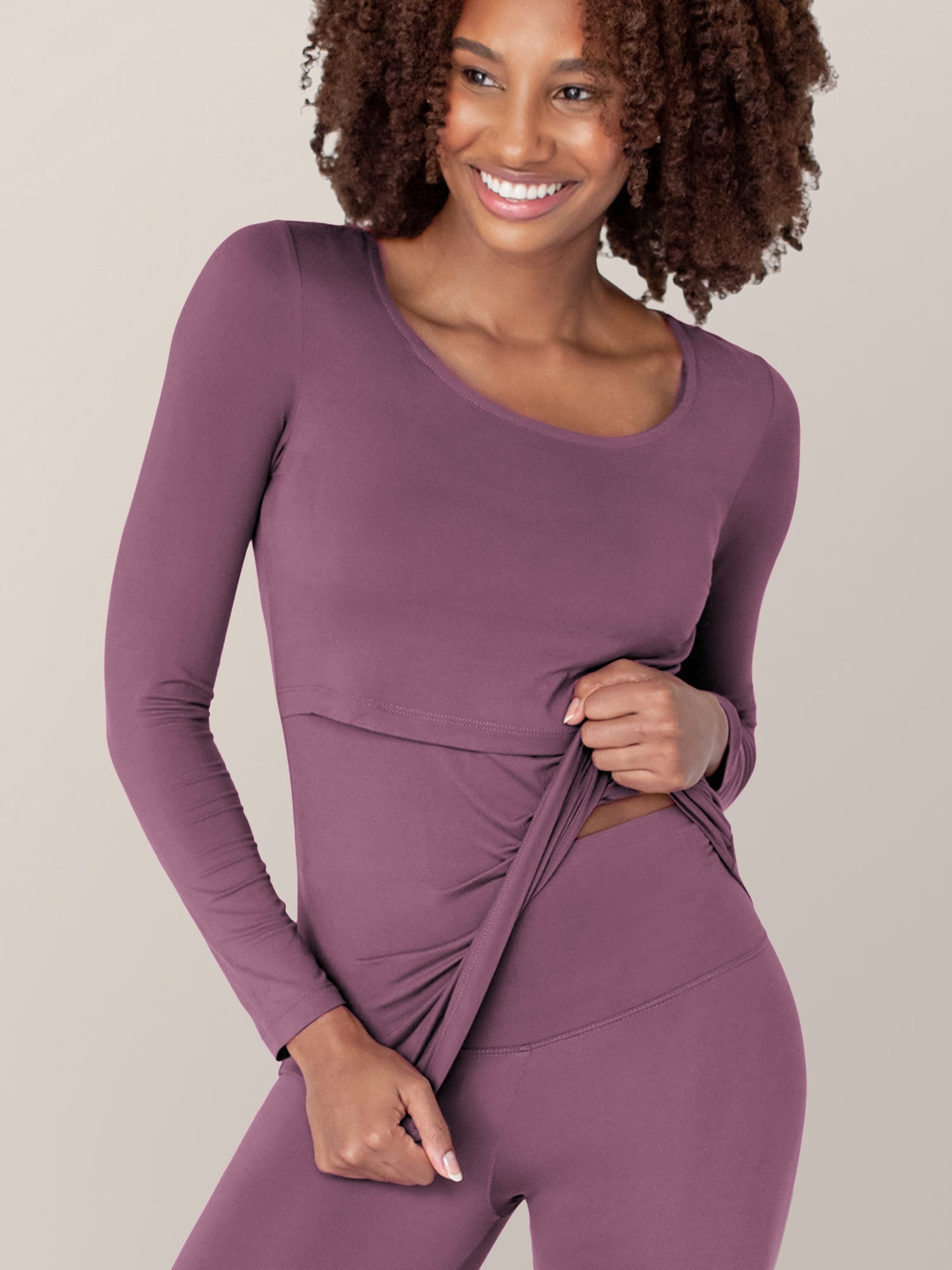 Jane Nursing Pajama Set | Burgundy Plum | Milk & Baby