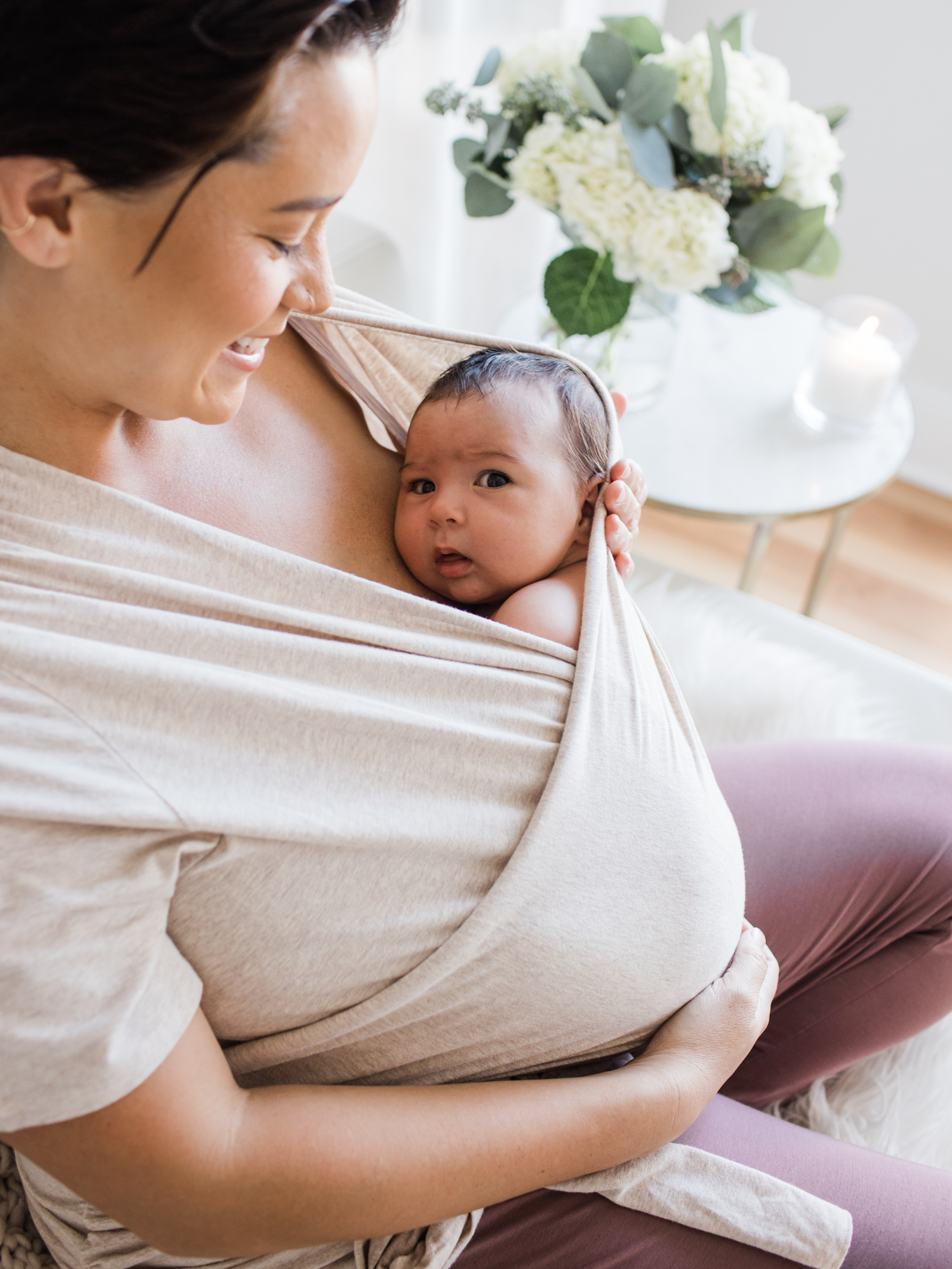 Organic Cotton Skin to Skin Short Sleeve Wrap Top | Oatmeal Heather | Milk & Baby