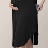 Ruffle Strap Labor & Delivery Gown | Black | Milk & Baby