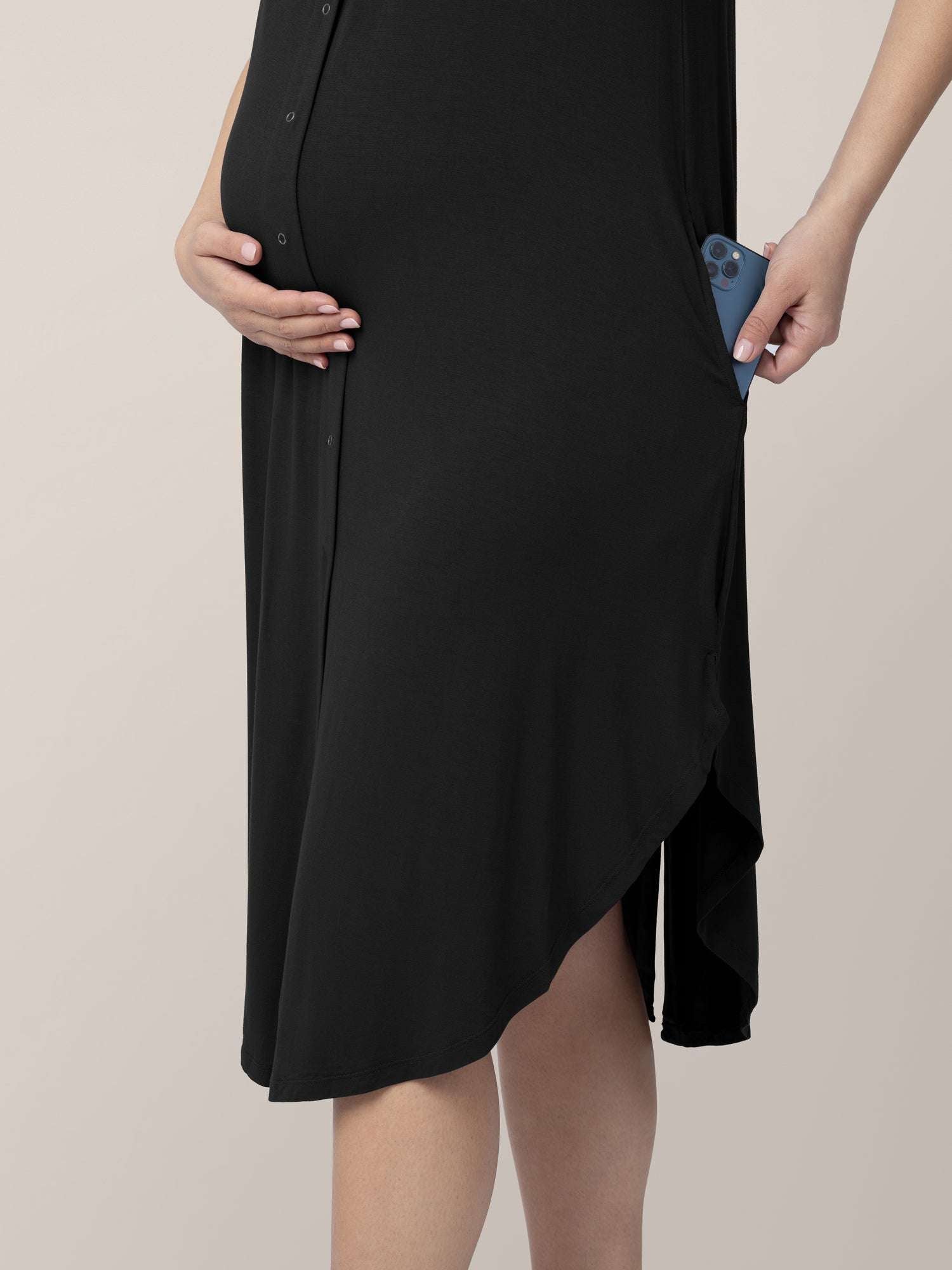 Ruffle Strap Labor & Delivery Gown | Black | Milk & Baby